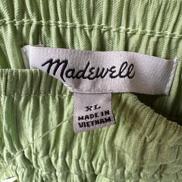 NWT Madewell Green Crinkle Fabric Elastic Waist Straight Pants - Women's X-Large - Picture 3 of 10